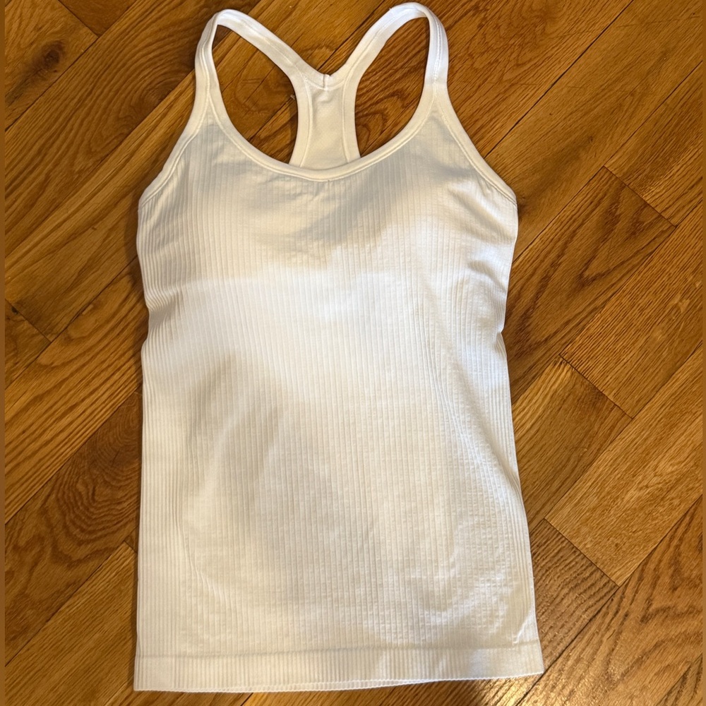 Lululemon Power Y thin strap ribbed Racerback Tank top white 6